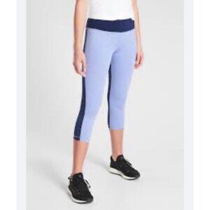 Athleta Girl Spring It On Capri Blue Tight Legging Color Block Youth Size XL 14